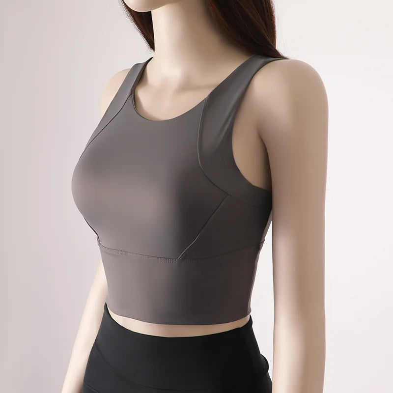 Women Sport Fixed Chest Pad Bra Female Athleisure