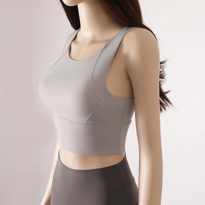 Women Sport Fixed Chest Pad Bra Female Athleisure