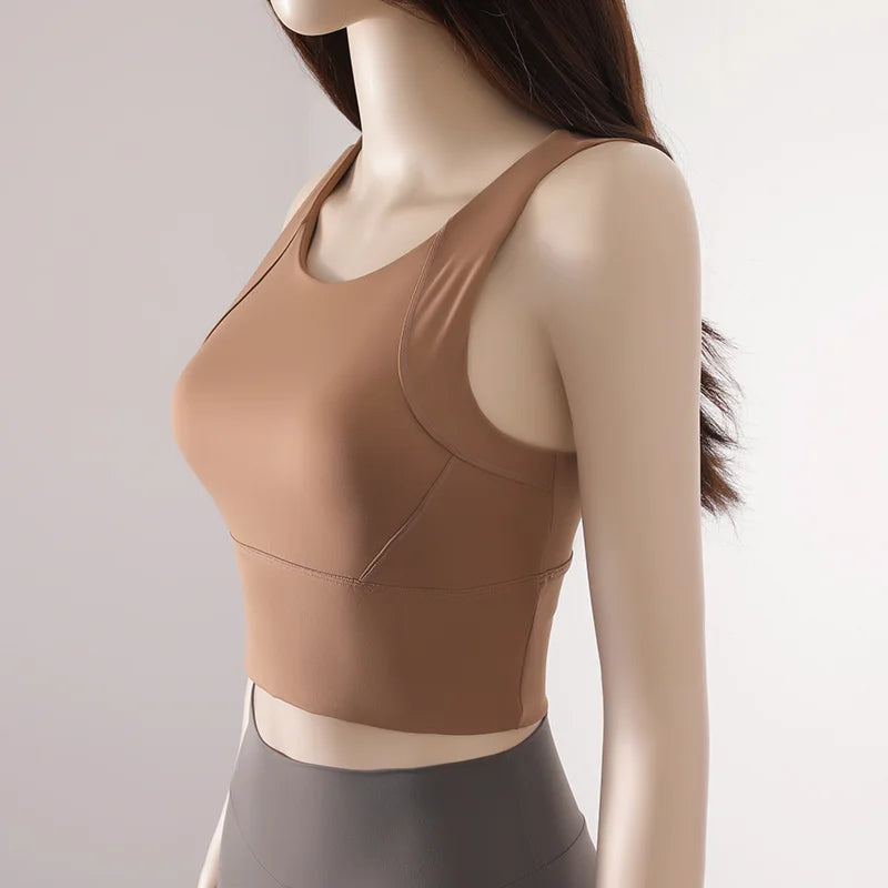 Women Sport Fixed Chest Pad Bra Female Athleisure