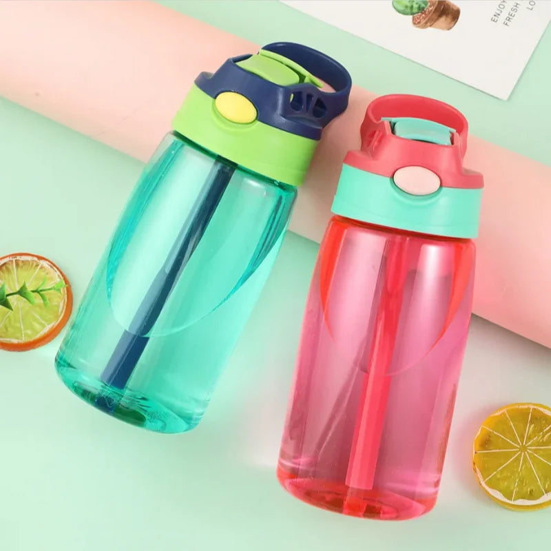 480ml Kids Water Bottle with Straw – Portable Sports & Travel Drink Cup