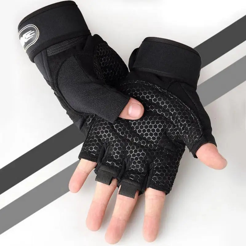 Body Building Half Finger Non-Slip Gloves Wrist Support Weightlifting Sports